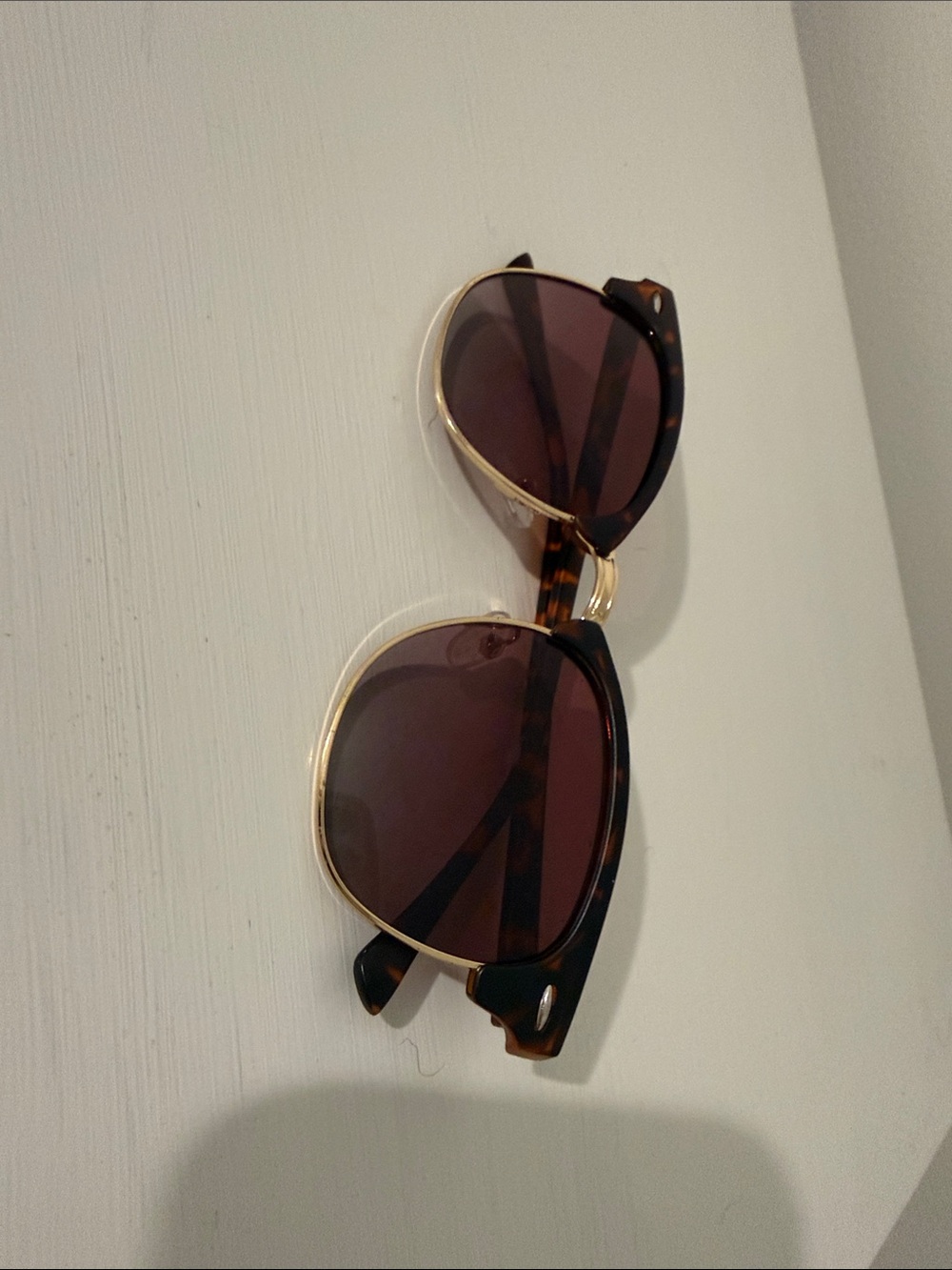Target Tortoiseshell Frame Sunglasses with Gold Trim and Dark Brown Lenses